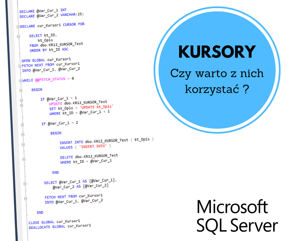 Kursy Online SQL Server Bazy Danych Microsotf Kursory Cursors Andrzej Śmigielski